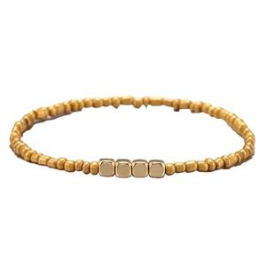 4/$20!!  Gold Rice Beaded Elastic Bracelet